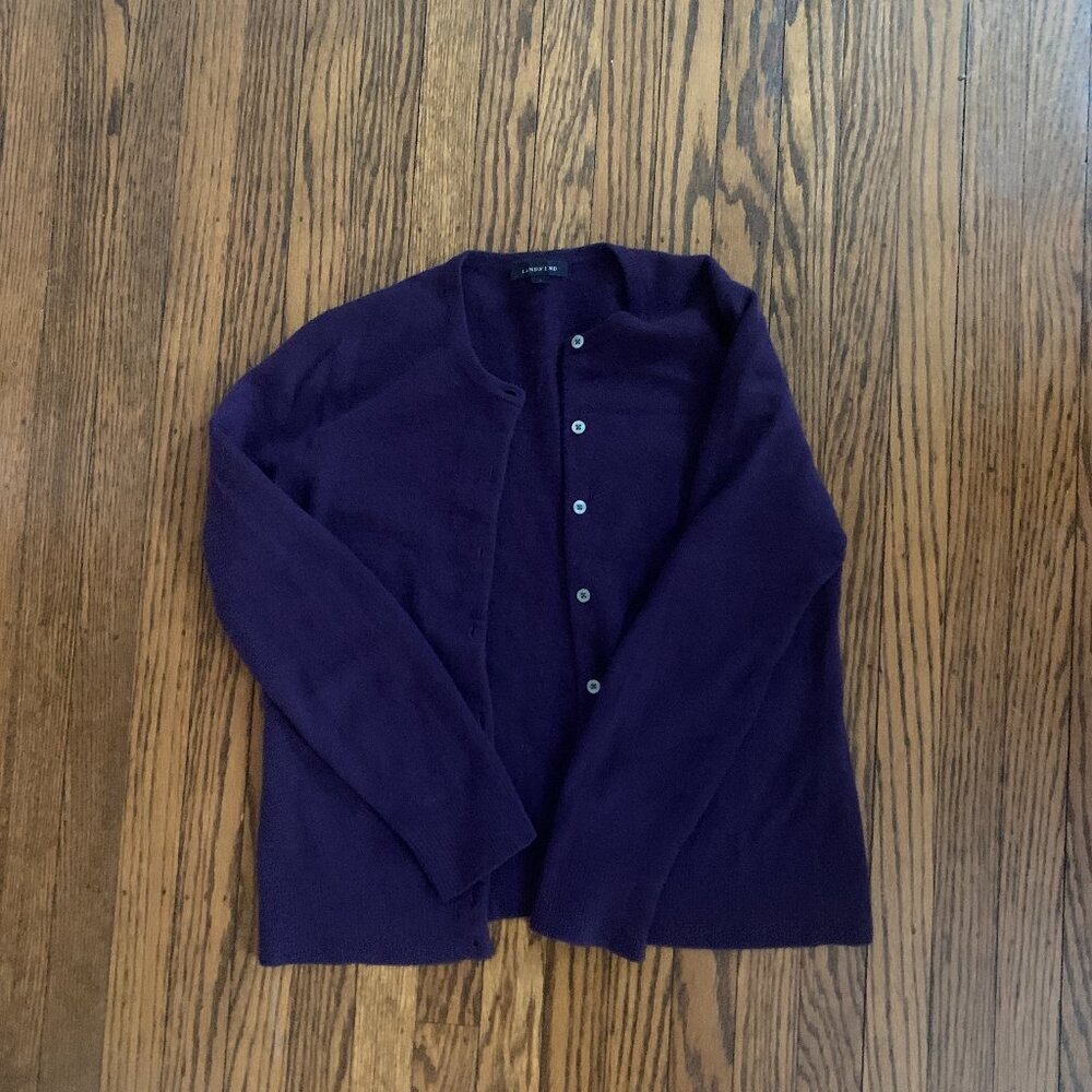 Deep purple 100% cashmere Land's End Womens Cardigan size medium Plum color